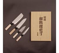 Seki Tsubazou Set di 4 coltelli da cucina Santoku Nakiri Deba Petty Made in J...