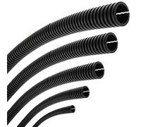 SeKi Tubo ondulato flessibile, diametro interno 10 mm, 10 m, aperto, protezione da martore, protezione per cavi - nero