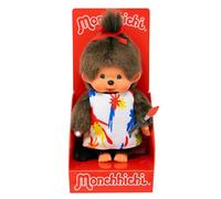 Sekiguchi 203833-Monchhichi Originale, Ragazza Artista, Circa 20 cm in Peluche Marrone, Multicolore, One Size, 203833