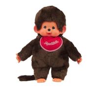 Sekiguchi 255410-Originale Ragazzo Monchhichi, in Peluche, Bavaglino Rosso, Circa 45 cm, Colore Marrone, 255410
