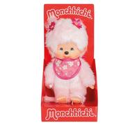 Sekiguchi- Sakura Ragazza 767020-Originale Monchhichi Girl Cherry Blossom, in Peluche, Bavaglino e codino con Fiori, Circa 20 cm, Colore Rosa, 767020