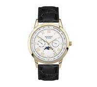 Sekonda Armstong Classic - Orologio al quarzo da uomo, 40 mm, con display analogico giorno/data e cinturino in pelle marrone, Oro, Armstrong