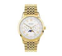 Sekonda Armstong Classic - Orologio al quarzo da uomo, 40 mm, con display analogico giorno/data e cinturino in pelle marrone, Oro, Metallo, Classico
