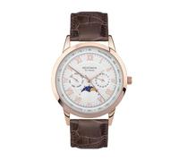 Sekonda Armstong Classic - Orologio al quarzo da uomo, 40 mm, con display analogico giorno/data e cinturino in pelle marrone, Oro rosa, Cinturino