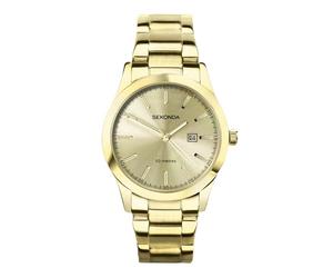 Sekonda Color Pop Orologio da donna al quarzo da 34 mm, con display analogico della data, cinturino in acciaio inossidabile dorato 40428.
