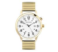 Sekonda Easy Reader - Orologio al quarzo da uomo, 46 mm, con display analogico della data, cinturino in acciaio inox, colore: Bianco, Oro, Bracciale