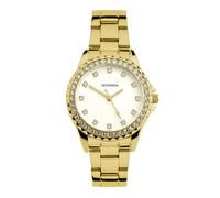 Sekonda Elizabeth - Orologio al quarzo da donna, 33 mm, con cassa in pietra, display analogico e cinturino in acciaio inox, Oro/Bianco., Bracciale