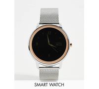 Sekonda - Flex - Smartwatch da donna da 42 mm con cassa rotonda in lega argentata, cinturino a maglie in acciaio inossidabile argentato e quadrante LCD-Argento One Size