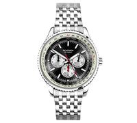 Sekonda Maverick - Orologio al quarzo da uomo, 43 mm, con display analogico, Bracciale nero, nero e argento, Bracciale