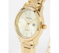 Sekonda - Orologio a lancette da donna da 34 mm con cassa rotonda in lega dorata, cinturino in acciaio inossidabile dorato e quadrante bianco One Size