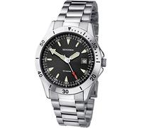 Sekonda Orologio analogico al quarzo da uomo con quadrante nero e cinturino in acciaio inossidabile argentato 1930