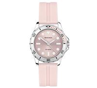 Sekonda Orologio da donna Balearic 33mm stile subacqueo analogico al quarzo vetro minerale 50m resistente all'acqua, rosa, Cinturino