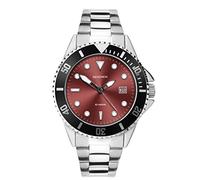 Sekonda Orologio da uomo sportivo analogico al quarzo con quadrante rosso e bracciale in argento 1923