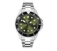 Sekonda Orologio sportivo da uomo al quarzo con display analogico, quadrante cachi e bracciale in acciaio inox 1925