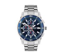 Sekonda Sport Midnight - Orologio cronografo da uomo, 44 mm, con display analogico della data e cinturino in acciaio inossidabile argentato, Blu, Argento, giapponese