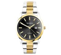 Sekonda Taylor - Orologio al quarzo da uomo, 41 mm, con display analogico e cinturino in acciaio inox, Nero, Bracciale bicolore, Bracciale