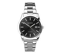 Sekonda Taylor - Orologio al quarzo da uomo, 41 mm, con display analogico e cinturino in acciaio INOX, Nero, Bracciale Argento, Bracciale