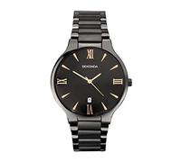 Sekonda Wilson - Orologio al quarzo da uomo, 39 mm, con display analogico e cinturino in acciaio inox, nero, nero., Bracciale