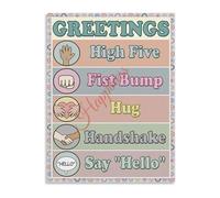 SEL Classroom Poster Morning Greetings and Classroom Rules Chart for Elementary School Management(Framed,08x12inch(20x30cm))
