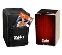 Sela SE 128 EN Varios Red Cajon Set with backpack, cajon pad, English cajon method, CD and DVD