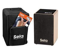 Sela SE 158 FR Cajon con Zaino, Pad e Libro per Cajon in Francese e CD e DVD, Nero
