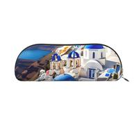 Selachimorph - Trousse per cosmetici, da donna, con stampa, borsa per il trucco, borsa da viaggio per articoli da toeletta e matite, Santorini Greek Island Vista Mare, One Size