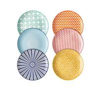 Selamica Servizio Piatti 6 Persone - Set di 6 Piatti Piani in Porcellana da 20,3 cm, Perfetti per Insalata, Frittelle e Bistecche, Colori Assortiti