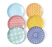 Selamica Set di 6 piatti da dessert in ceramica, mini piatti piani da 15,2 cm, per torte, snack, contorni, adatti al microonde e alla lavastoviglie