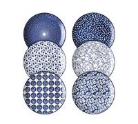 Selamica Piatti piani in porcellana da 25,4 cm, di grandi dimensioni, per insalata, pancake, bistecca, set da 6, blu vintage