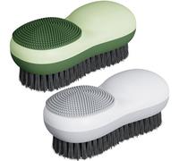 Selaurel - Set di 2 spazzole per macchie da bucato, a doppia faccia, con setole morbide, per rimozione delle macchie, in silicone, per la casa, per il lavaggio di vestiti, spazzola multiuso per