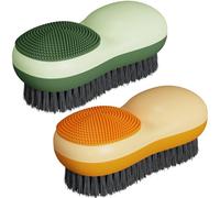 Selaurel - Set di 2 spazzole per macchie da bucato, con setole morbide su due lati, per rimuovere le macchie, in silicone, per la pulizia di vestiti e biancheria intima, spazzola multiuso per vestiti