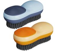 Selaurel Spazzola per bucato per la rimozione delle macchie, con setole morbide a due lati, in silicone, per la casa, per lavare vestiti e biancheria intima, confezione da 2 (blu e arancione)