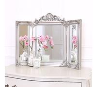 Select Mirrors Ella Mirror - Specchio da toeletta pieghevole in tre parti - 74 x 55 cm - ornato, stile shabby chic (argento anticato)