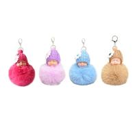 Select Zone Pom Pom 4 Pezzi Dormiente Doll Mini Bambola Ciondolo Tote Peloso Portachiavi per Auto (Combinazione 2)