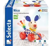 Selecta - Cane Nico, giocattolo da tirare in legno, 1 - 3 anni, 12 cm, 62026