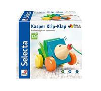 Selecta - Giocattolo da tirare, riccio “Kasper Klip-Klap”, in legno, 16 cm, 62022