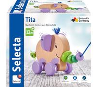 Selecta Tita 62101 - Elefante da traino in legno, 14 cm