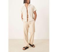 Selected - Brody - Pantaloni ampi color crema in lino-Bianco XL