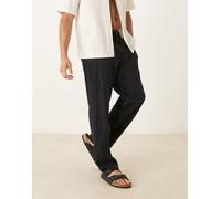 Selected - Brody - Pantaloni ampi neri in lino-Nero M