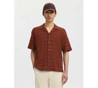 Selected - Camicia a maniche corte color ciliegia mogano-Rosso L