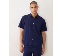 Selected - Camicia a maniche corte in seersucker blu navy in coordinato M