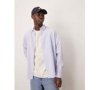 Selected - Camicia a maniche lunghe blu a righe in seersucker XL