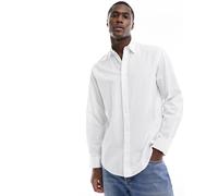 Selected - Camicia a maniche lunghe in misto lino bianca-Bianco XL