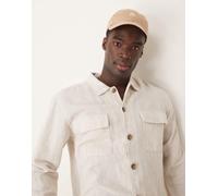 Selected - Camicia giacca color crema in lino-Bianco XL