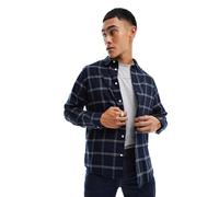 Selected - Camicia in flanella blu navy e bianca a quadri-Multicolore XXL