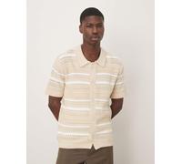 Selected - Camicia in maglia beige a righe-Neutro XS