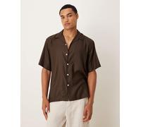 Selected - Camicia marrone con rever XXL