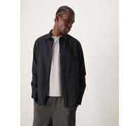 Selected - Camicia nera oversize in flanella-Nero XS