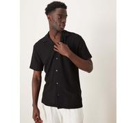 Selected - Camicia nera testurizzata con rever-Nero L