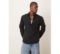 Selected - Camicia slim fit nera in misto lino-Nero XXL